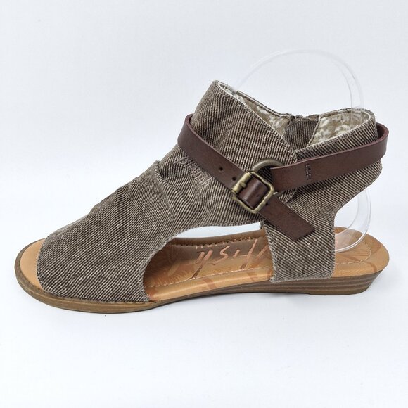 Blowfish Shoes - Blowfish Sandals Women's 8 Gladiator Flat Strappy Malibu Beige Fabric Open Toe